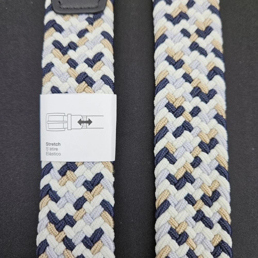 Nike Essentials Woven Stretch Braided Golf Belt Navy Tan White XL 42-44 New